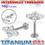 ulbin31 titanium labret stud 16g teardrop and cz internal