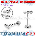 ulbin53 titanium labret stud 16g three balls internal