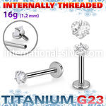 ulbin55 titanium labret stud 16g heart cz prong set internal