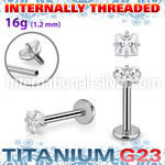 ulbin56 titanium labret stud square cz prong set internal