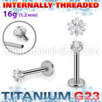 ulbin57 titanium labret stud 16g star cz prong set internal