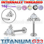 ulbin7 titanium labret internal threading round cz