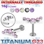 ulbin8 titanium labret internal threading 5 color cz