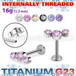 ulbin9 titanium labret internal threading 3 color cz