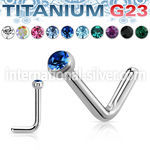 unlcb18 titanium l shaped nose stud 18g flat gem press fit