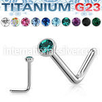 unlcb20 titanium l shaped nose stud 20g flat gem press fit