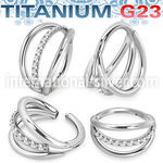 usgsh33 titanium hinged segment hoop triple rings cz