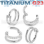 usgsh35 titanium hinged segment hoop 16g double rings cnc cz