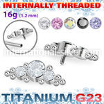 ushz1in titanium top part post triple round cz