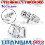 ushz26in titanium top three baguette cz prong setting