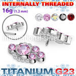 ushz28in titanium top five cz cluster balls internal