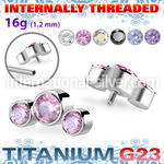 ushz4in titanium top part post three round color cz