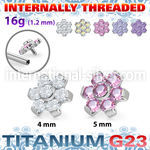 ushz5in titanium top part post seven round color cz