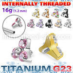 ushz7in titanium top part post three round color cz