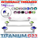 usudjfi titanium surface barbell flat gems internal