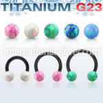 utcbop5 anodized titanium g23 circular barbell 5mm opal balls