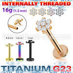 utlbin10 pvd plating titanium labret 16g flower cz internal