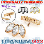 utshz23in pvd plating titanium top three marquise prong cz