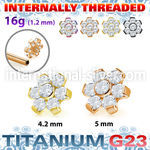 utshz5in pvd plating titanium flower top cz fit 16g internal