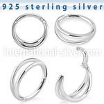 vsghe16 sterling silver hinged segment hoop 16g double plain