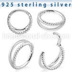 vsghf16 silver hinged segment hoop 16g plain twisted wire