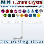 wholesale silver nose screw bulk w 1.2mm crystal top