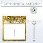 wnpdb2 genuine diamond 14karat gold rhodium plated nose bone stud 2mm prong set round diamond