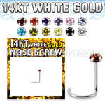 wszm25 14 karat white gold nose screw prong set color cz