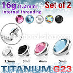 xufbin titanium flat back press fit gem tops 2pcs