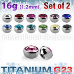 xuhjb3 titanium press fit half gem balls 2pcs