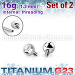xujb25i titanium ball tops with prss fit clear gem