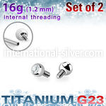 xujb2i titanium ball tops with prss fit clear gem 2mm