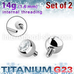 xujb4i titanium ball tops with prss fit clear gem 4mm