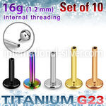 xulb16gi titanium internal threading labret stud bars 10pcs