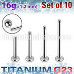 xulbm16g titanium labret stud bar 16g 3mm 10pcs