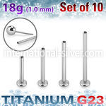 xulbnos18g titanium threadless labret stud bar 18g 10pcs