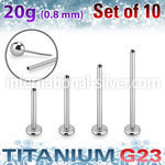 xulbnos20g titanium threadless labret stud bar 20g 10pcs