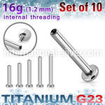 xulbs16gin astm f 136 titanium labret 16g 10pcs internal