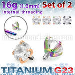 xutzrin pvd titanium prong set cz top 16g internal 2pcs