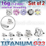 xuzrin titanium cz prong setting tops 09mm threading 2pcs