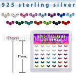 yxcubm36 silver bend it to fit nose studs 22g gems colors 36
