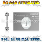 zbb18b3 sterilized steel 18g eyebrow barbell two 3mm balls