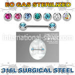 zbbnp2c sterilized steel nipple barbell 14g gem balls