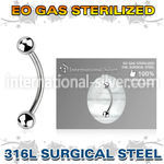 zbneb4 sterilized steel curved barbell 16g two 4mm balls