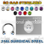 zcbe2c eo gas sterilized piercing surgical steel circular barbell 3mm balls