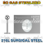 zlb18b3 sterilized surgical steel 18g labret stud 3mm ball