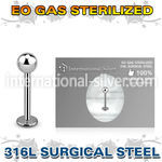 zlbb4s surgical steel labret eo gas sterilized 4mm ball