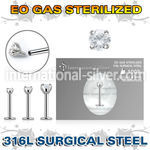 zlbczin sterilized steel labret stud 16g cz internal